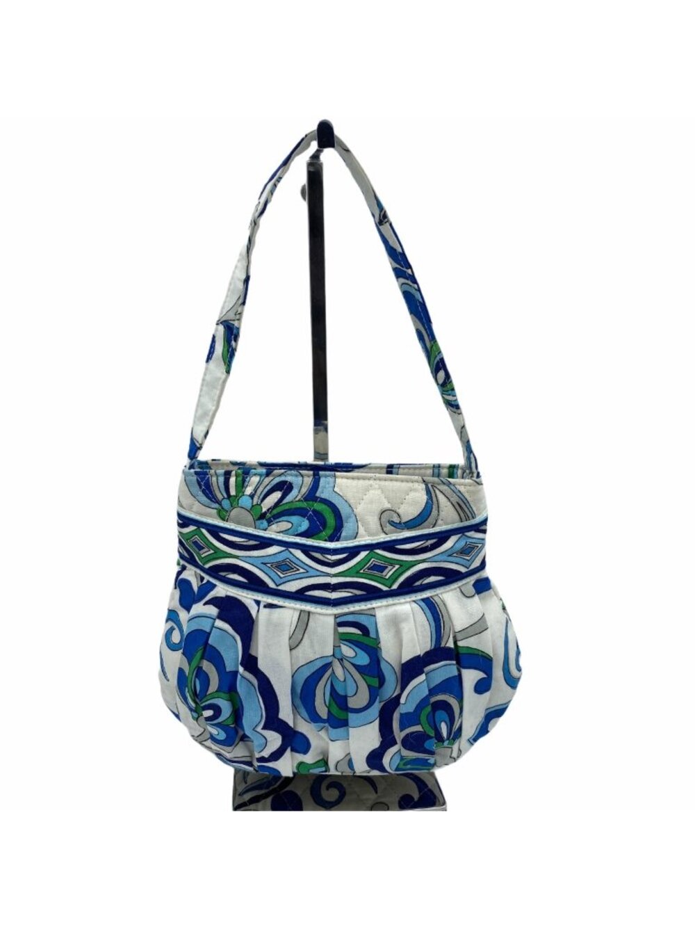 Vera Bradley Quilted Shoulder Bag Blue Green Paisley Cotton Purse